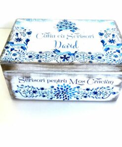 Scrisori pentru Mosu - cutie bleu personalizata Craciun
