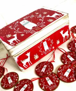 Urs Rosu - cutie personalizata de Craciun