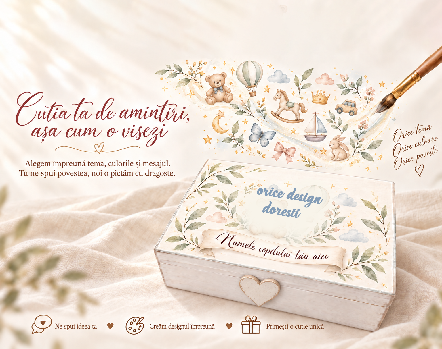 cutie personalizata in tema dorita de tine