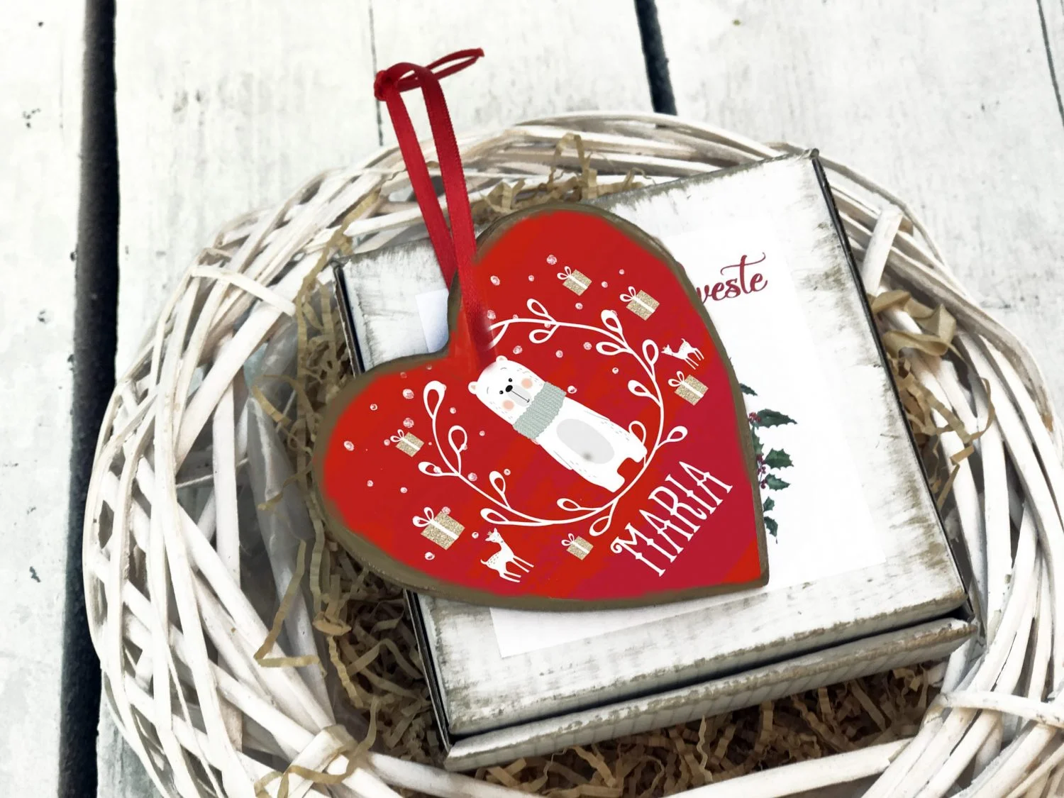 URs Rosu - Decoratiune personalizata inimioara - imagine 2