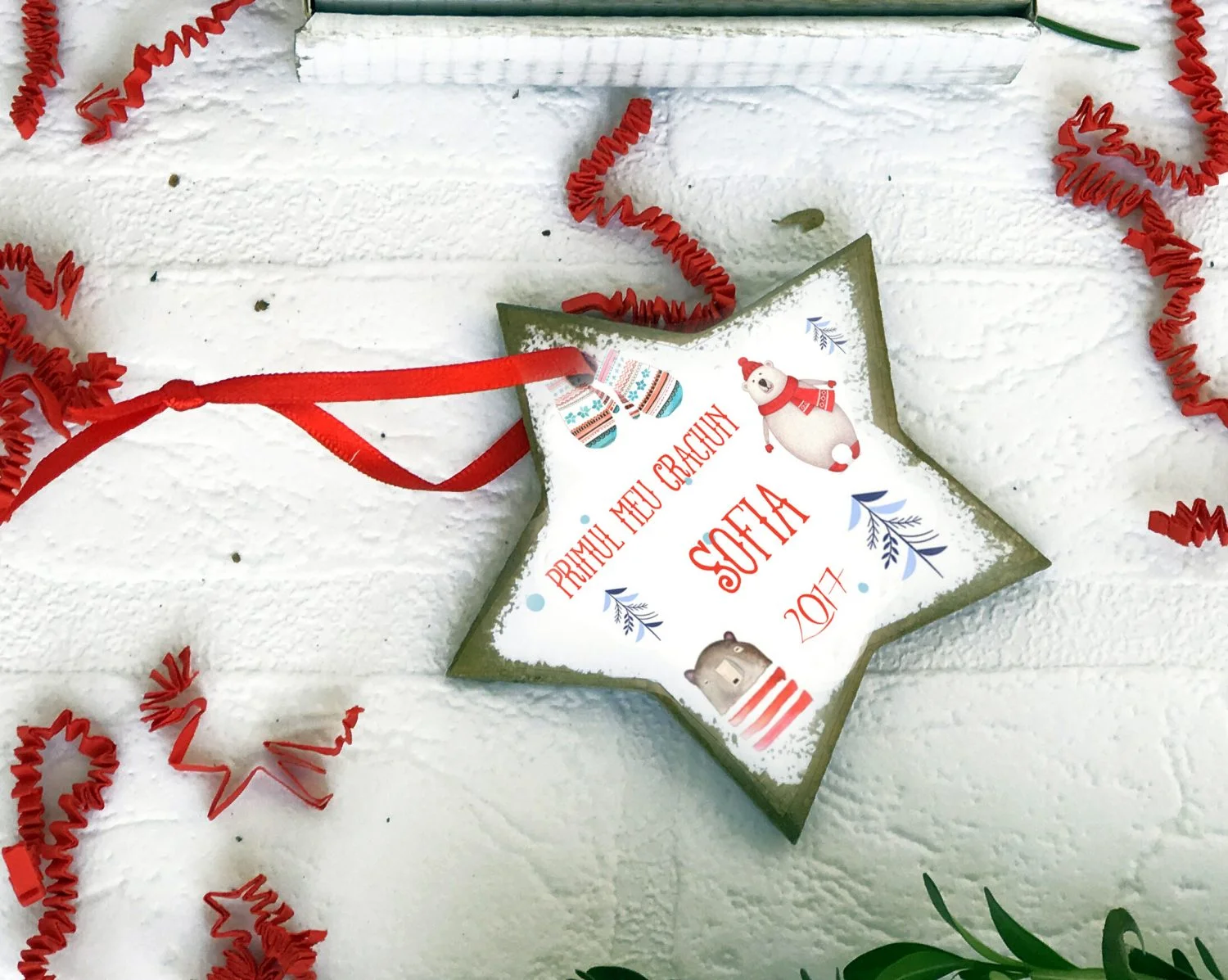 Urs Primul Craciun - Ornament de Craciun personalizat