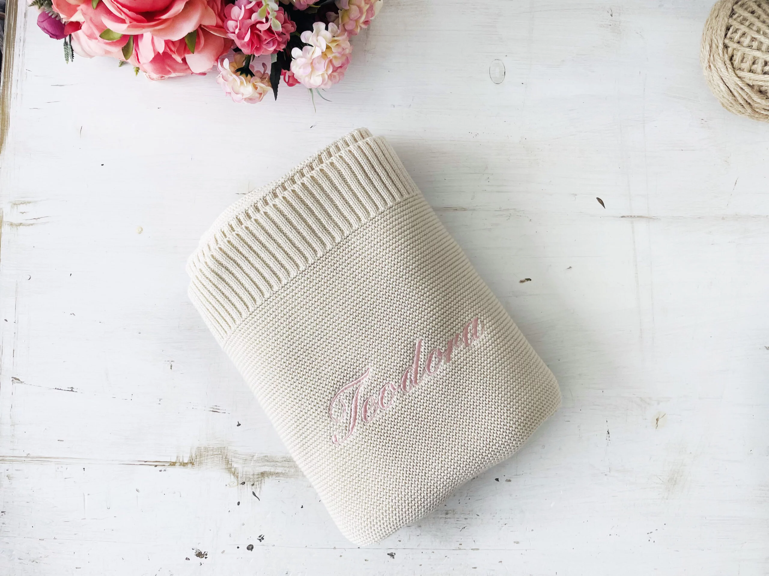 Paturica Bebe Personalizata Bumbac Tricotat