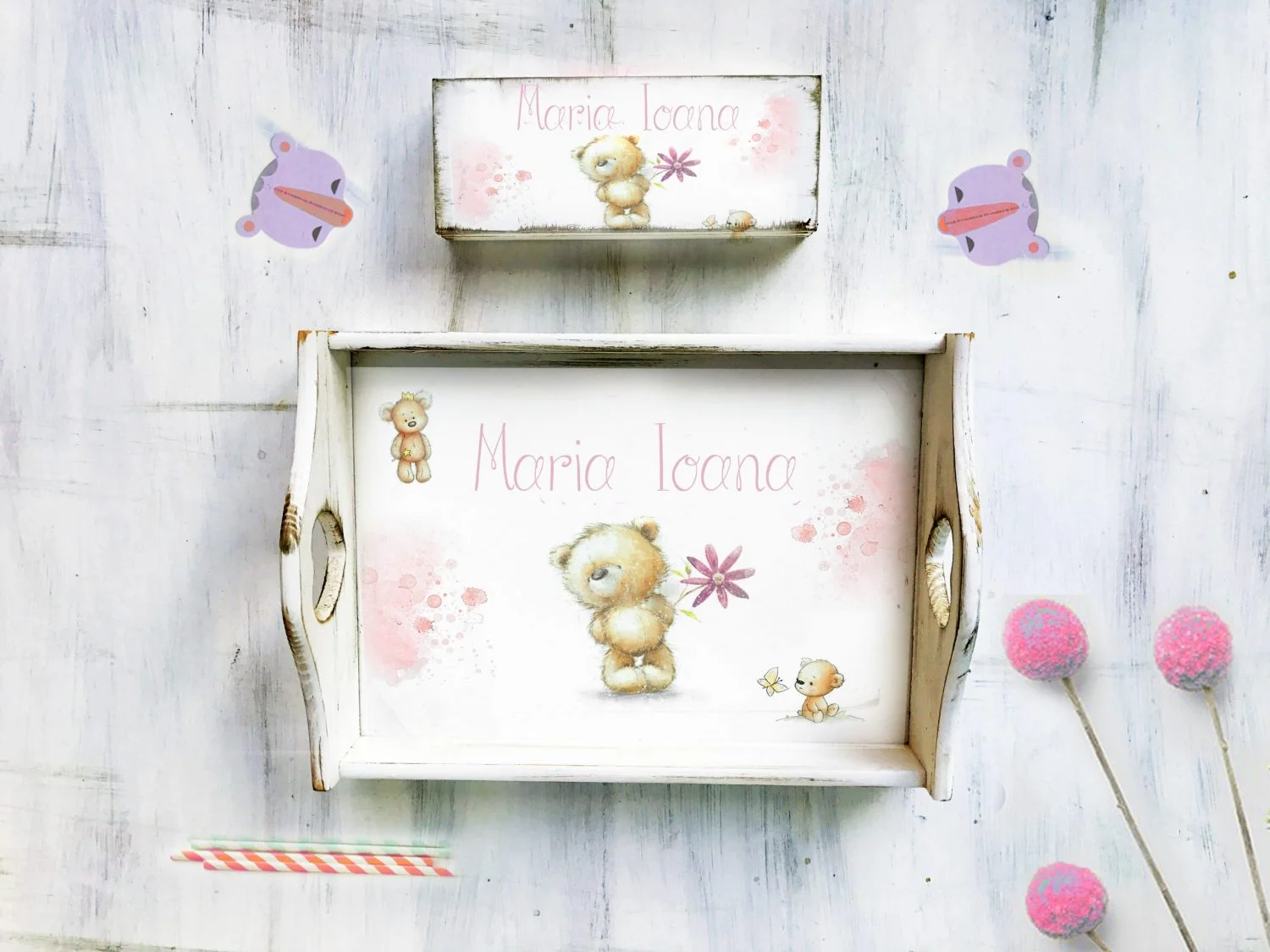 Set 1 An Ursul Bej - tava si cutiuta personalizate - imagine 3