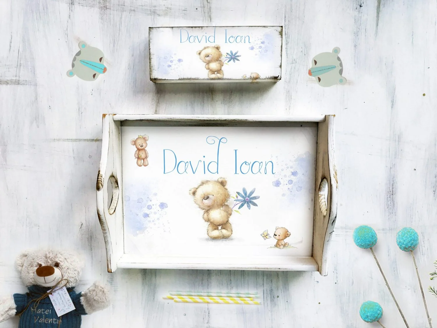 Set 1 An Ursul Bej - tava si cutiuta personalizate - imagine 2