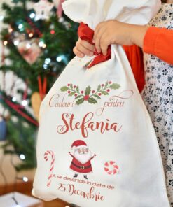 Sacul Mosului - Sac personalizat Craciun Mosul Fericit