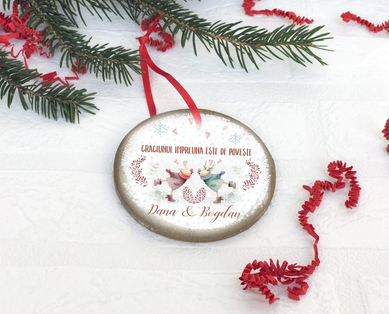 Craciun Indragostiti Cerc Ornament - Decoratiune personalizata