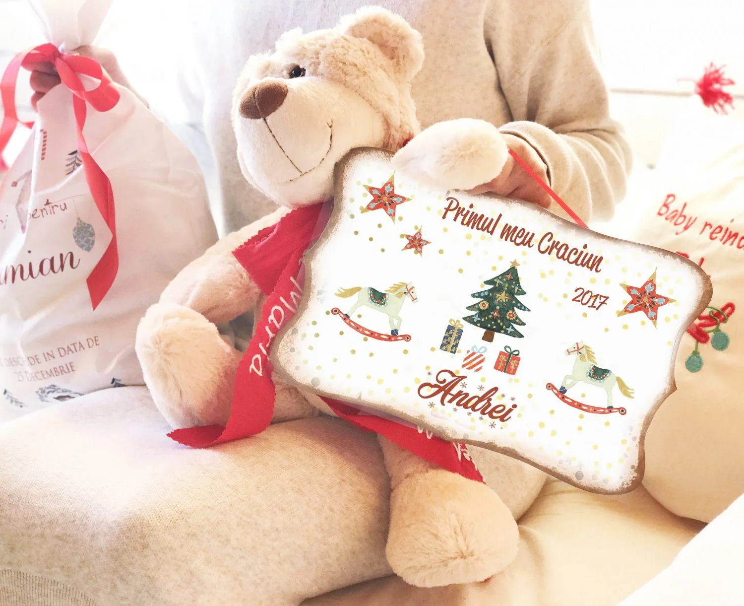 Semn Craciun personalizat bebe - Primul meu Craciun Beary - imagine 2