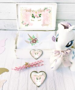 Alternative view of Paturica bebe personalizata din bumbac Unicorn