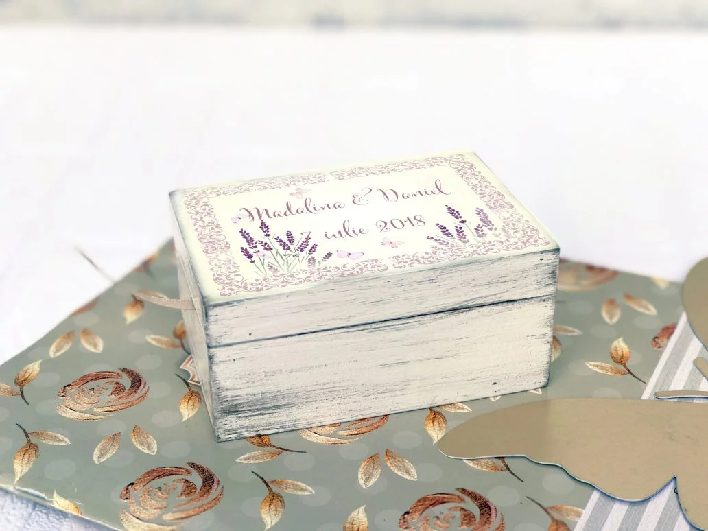 Cutiuta verighete personalizata - Lavanda - imagine 2