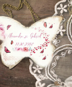 Set 10 Marturii personalizate nunta fluturi - Fluturi Rosii