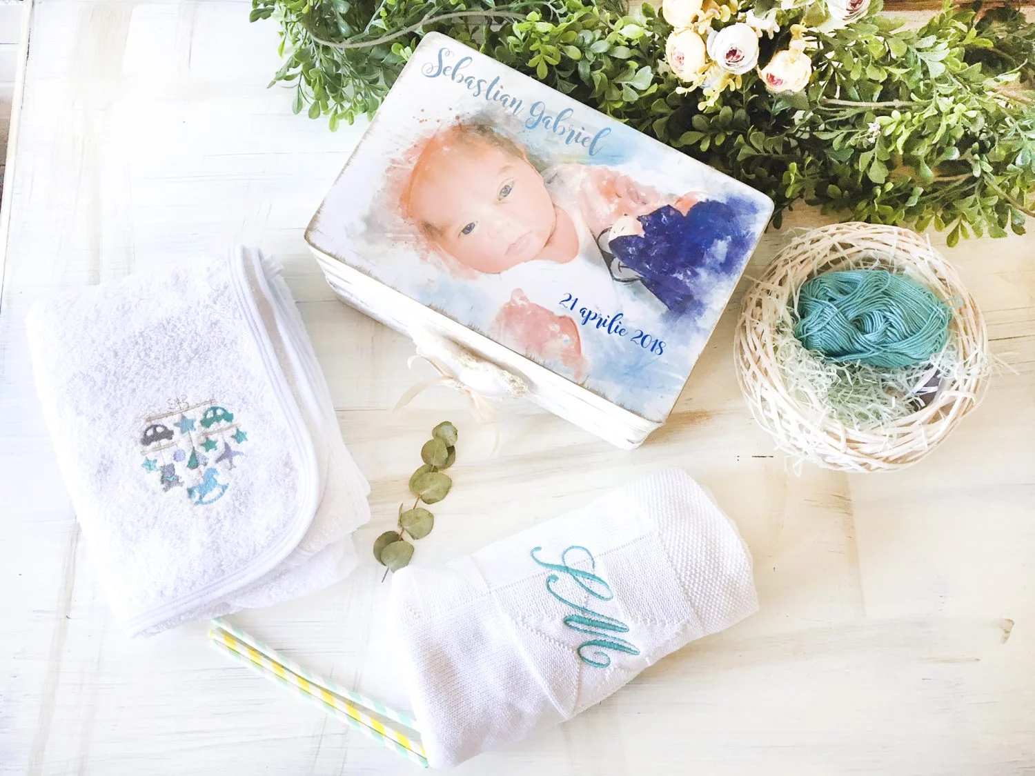 Cadou Nou Nascut- Magic cu Paturica si Prosop