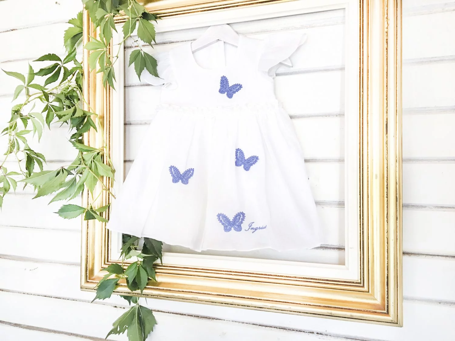 Rochita Botez Panza topita Personalizata Fluturasi Bleu - imagine 2