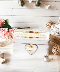 Cutie amintiri personalizata nunta floarea soarelui