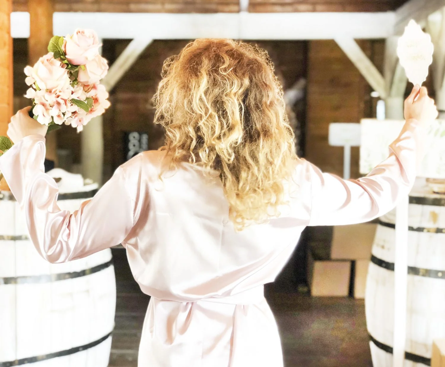 Set Cadou Halat Nunta Personalizat Nasa- Roz Prafuit - imagine 6