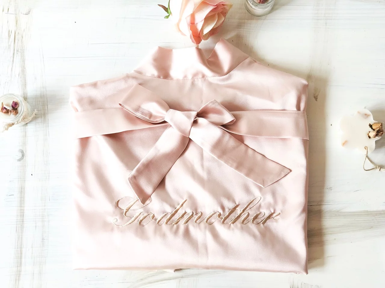 Set Cadou Halat Nunta Personalizat Nasa- Roz Prafuit - imagine 4