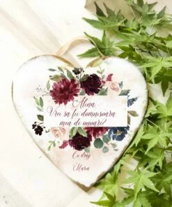 Vreti sa fiti nasii nostri - Inima Semn Nunta personalizat Coral - imagine 2
