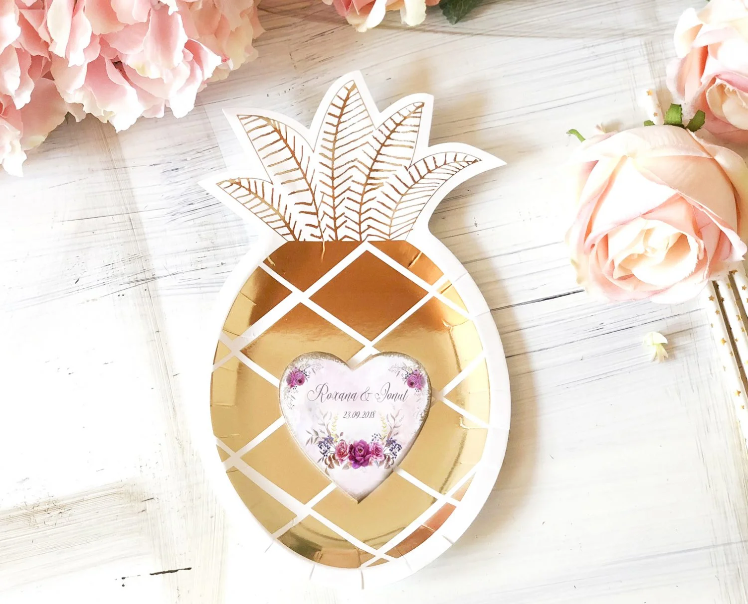 Set 10 Marturii personalizate nunta magneti - Roz Mov