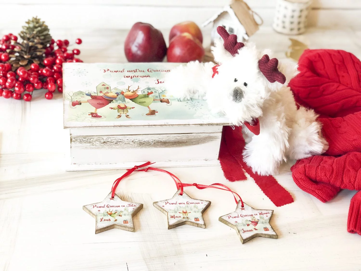 Set cadou Reni - jucarie si cutie personalizate - imagine 2