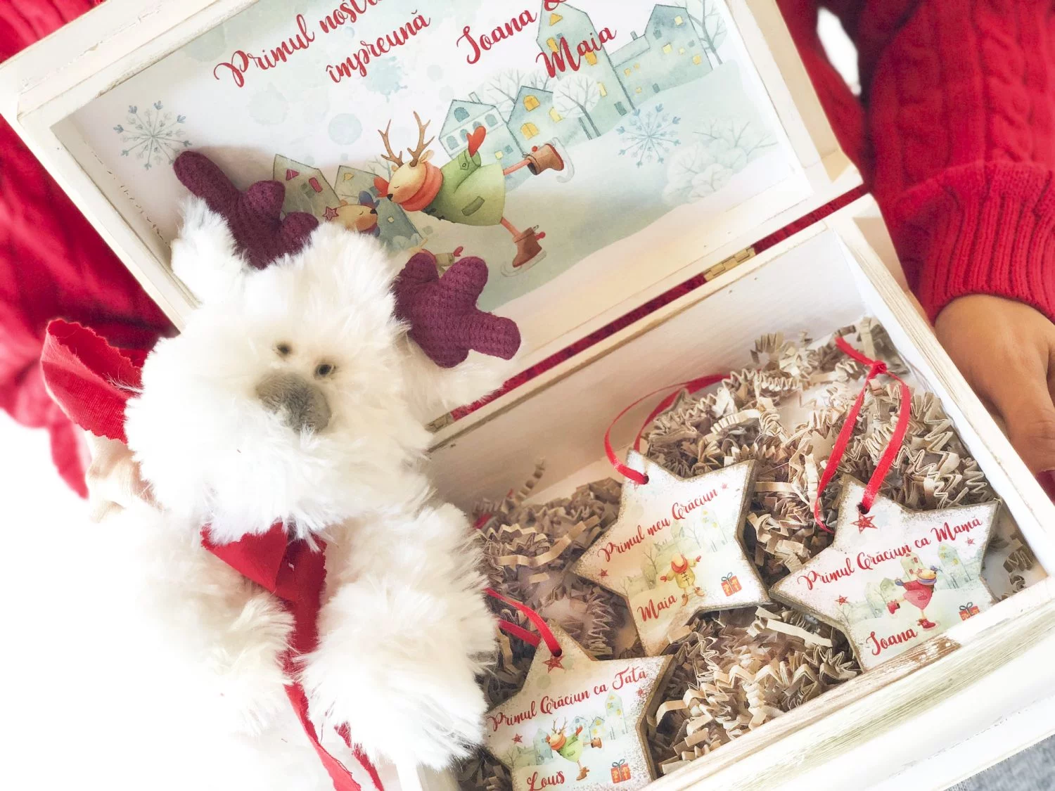 Set cadou Reni - jucarie si cutie personalizate - imagine 3