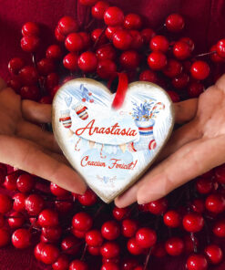 Alternative view of Inimioara ornament personalizat brad - Joyfull RedBlue