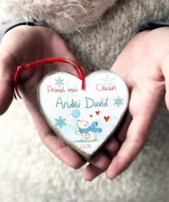 Alternative view of Primul meu Craciun - ornament personalizat inimioara bebe Polar