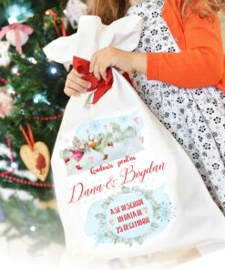Sacul Mosului  - Sac personalizat Craciun Reni