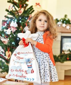 Sacul Mosului  - Sac personalizat Craciun Joyfull RedBlue