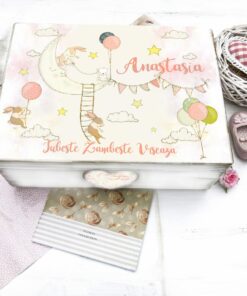 Cutie de amintiri copii - Iepurasi pe luna