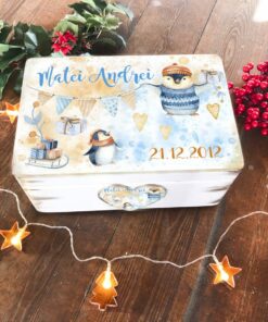 Cutie de amintiri personalizata copii - Pinguinul vesel