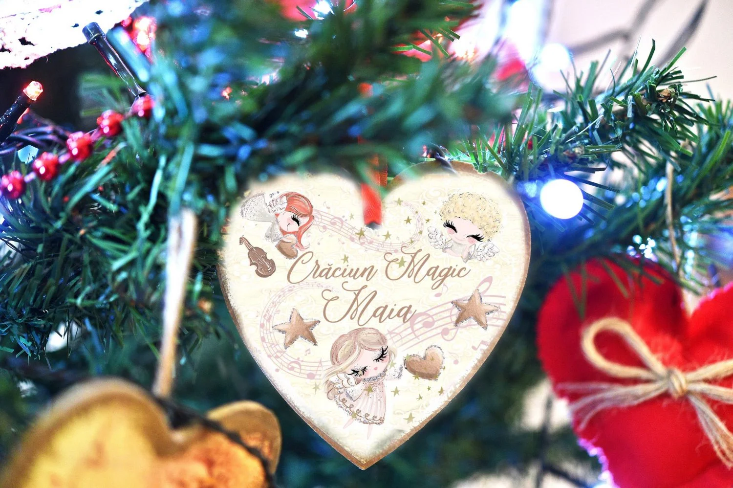 Inimioara ornament personalizat brad - Baby Angels