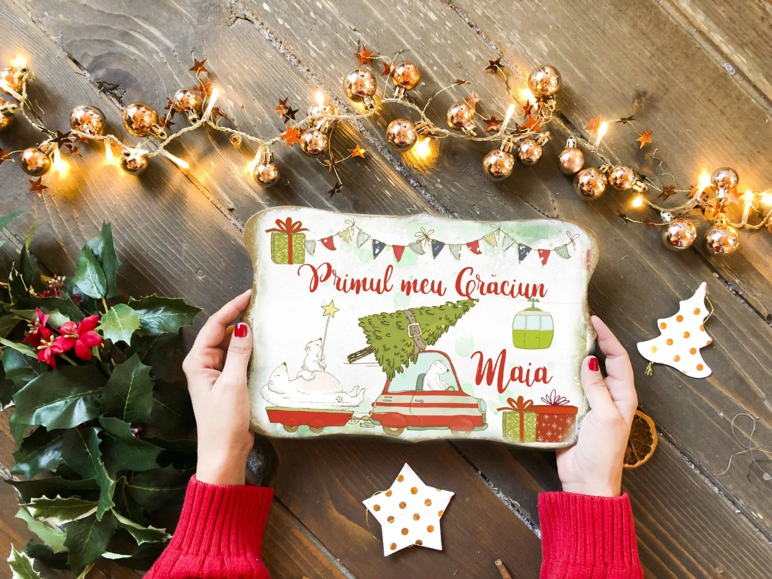 Semn Craciun personalizat bebe - Primul meu Craciun Beary