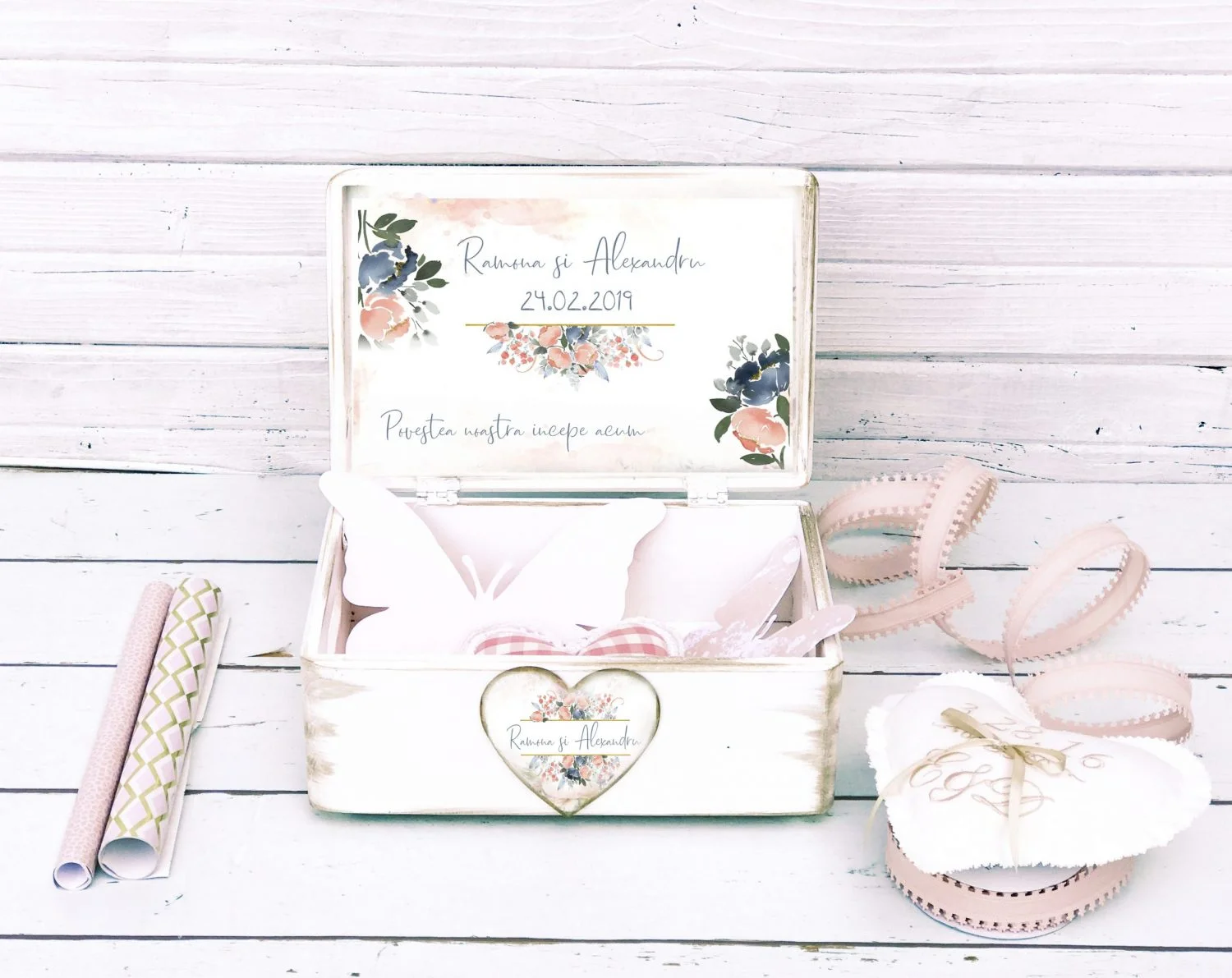 Cutie amintiri personalizata nunta - Coral - imagine 2