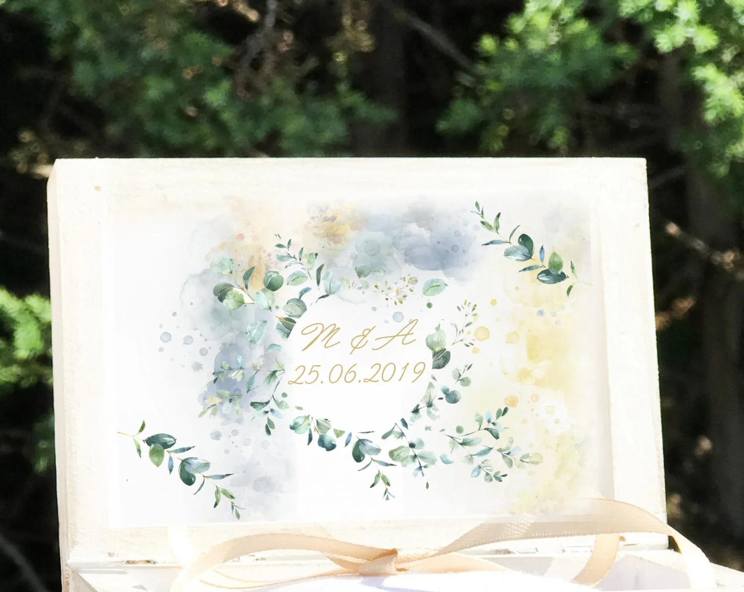 Cutie amintiri personalizata nunta - Eucalipt - imagine 2