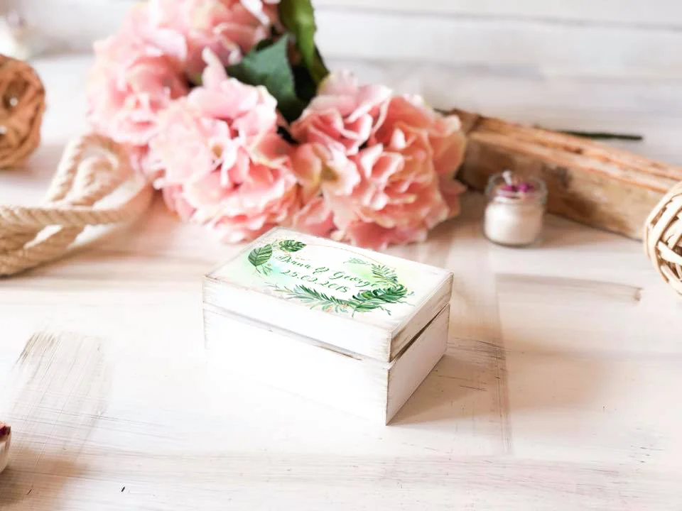 Cutiuta verighete personalizata - Verde - imagine 2