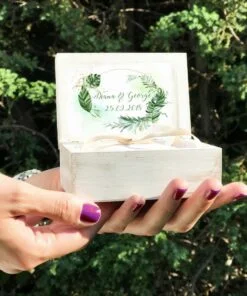 Cutiuta verighete personalizata - Verde