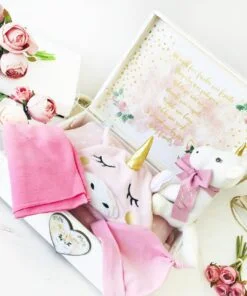 Set cadou personalizat Nou nascut Unicorn - imagine 2