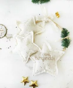 Coronita Craciun personalizat Vintage Christmas Wreath Gold Stars