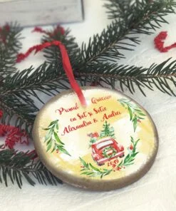 Alternative view of Primul nostru Craciun - Happy Car sot si sotie ornament personalizat