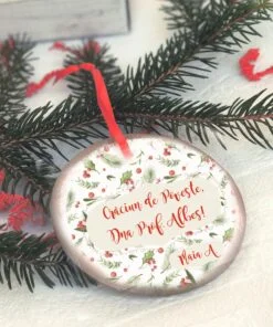 Joy and Merry Circle Ornament - Decoratiune personalizata Craciun profesori