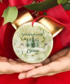 Green Winter Circle Ornament - Decoratiune personalizata Craciun