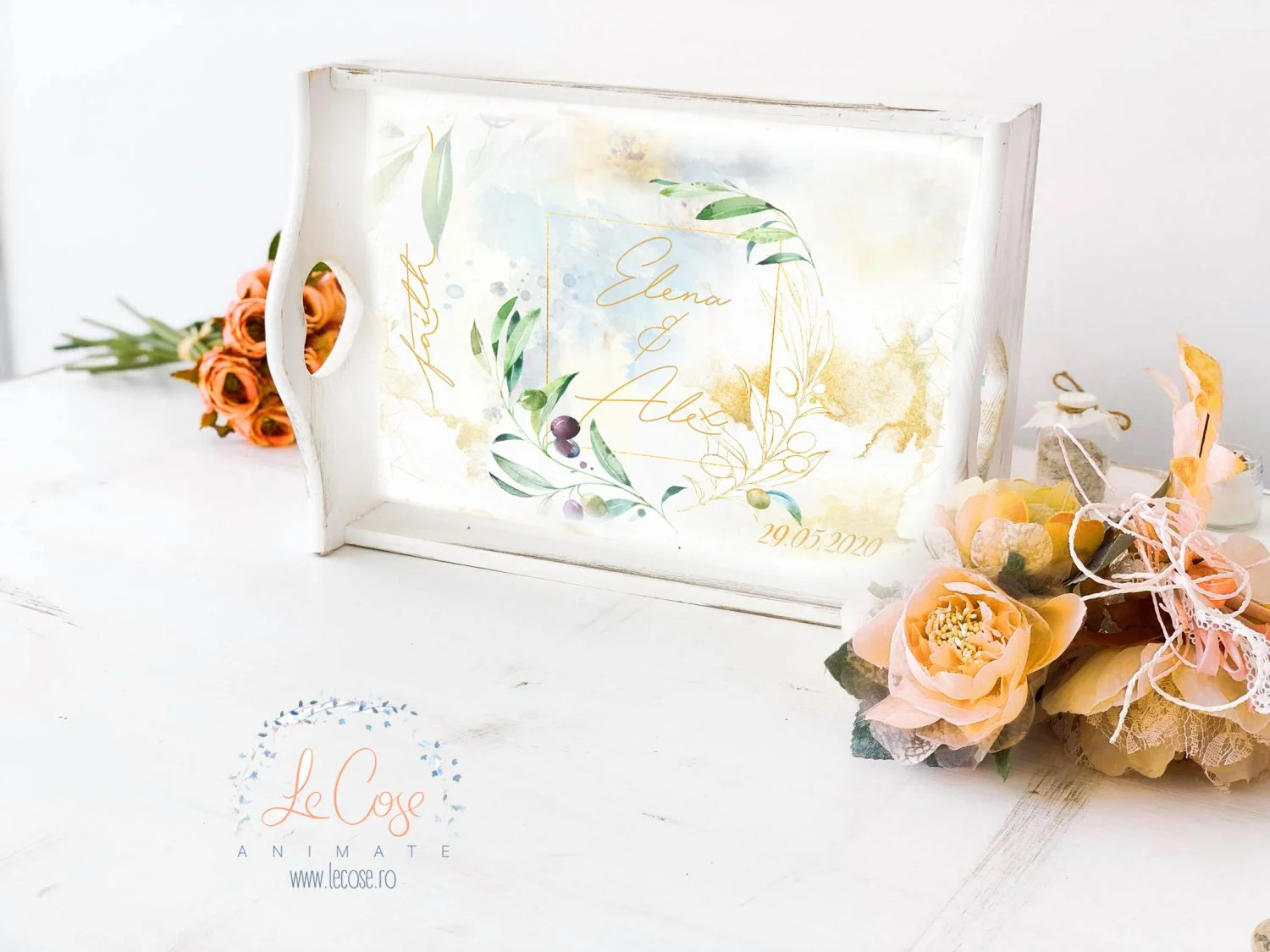 Tava mireasa personalizata Frunze de Maslin