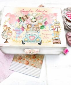 Bebe Safari Roz - cutie personalizata amintiri