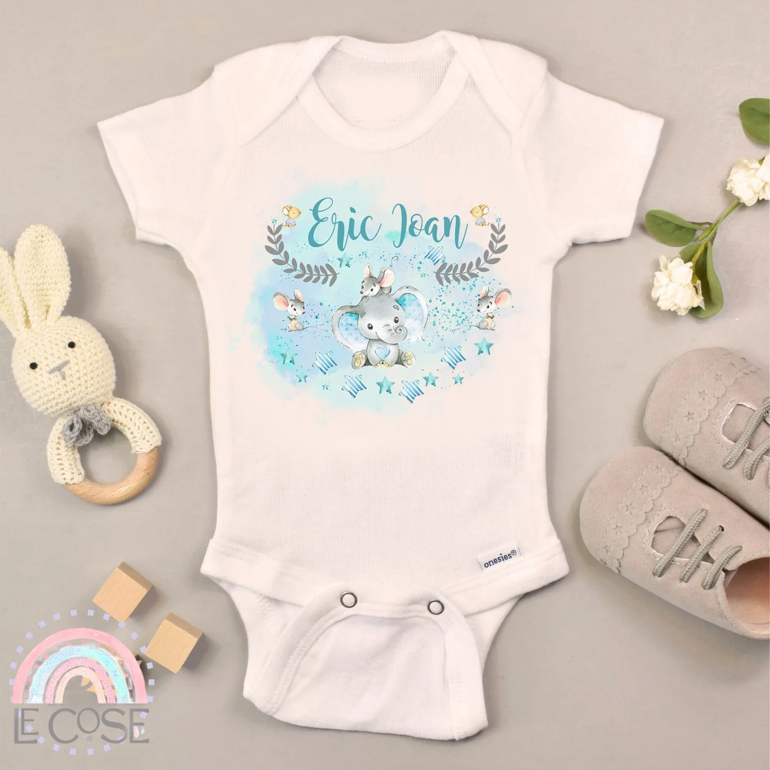 Trusou Botez Personalizat Elefantii Turcoaz - imagine 7