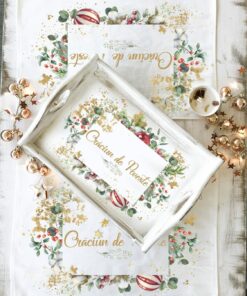 Alternative view of Set cadou Personalizat Craciun Glorios Tava & Servete Personalizate