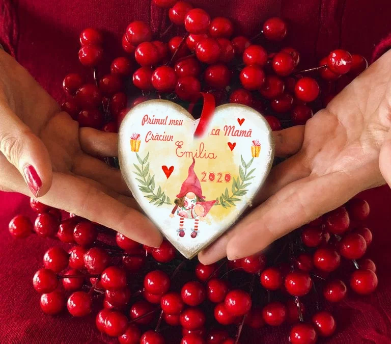 Primul meu Craciun ca Mama - ornament personalizat Gnomi