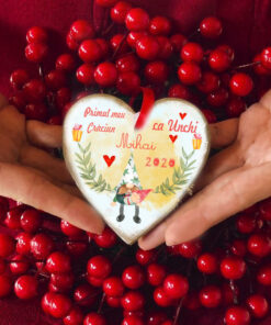Alternative view of Gnomi Primul meu Craciun ca Unchi sau Matusa - inimioara ornament personalizat