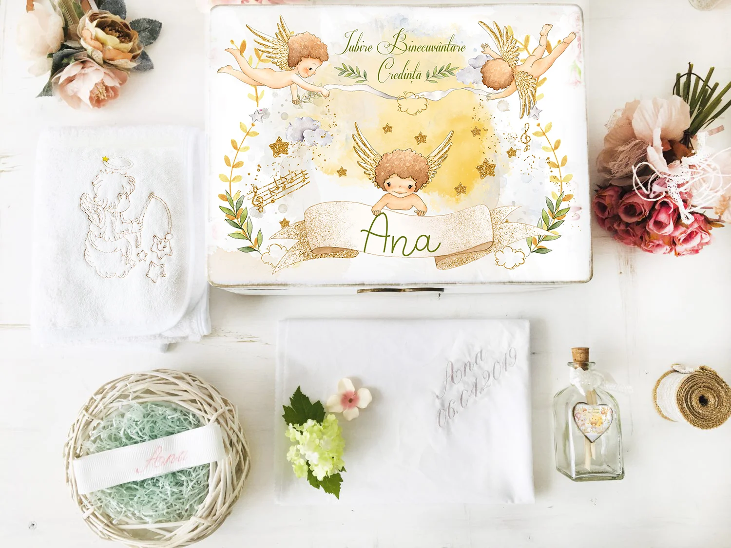 Trusou Botez Personalizat Angelitos - Trusou Complet Biserica