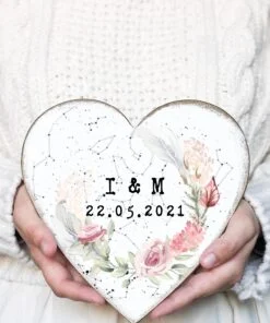 Alternative view of Inima Cer si Flori - semn personalizat cu harta stelelor