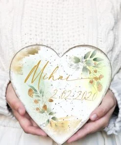 Inima Cer Auriu - semn personalizat cu harta stelelor