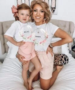 Set tricouri Mama si copilul floral